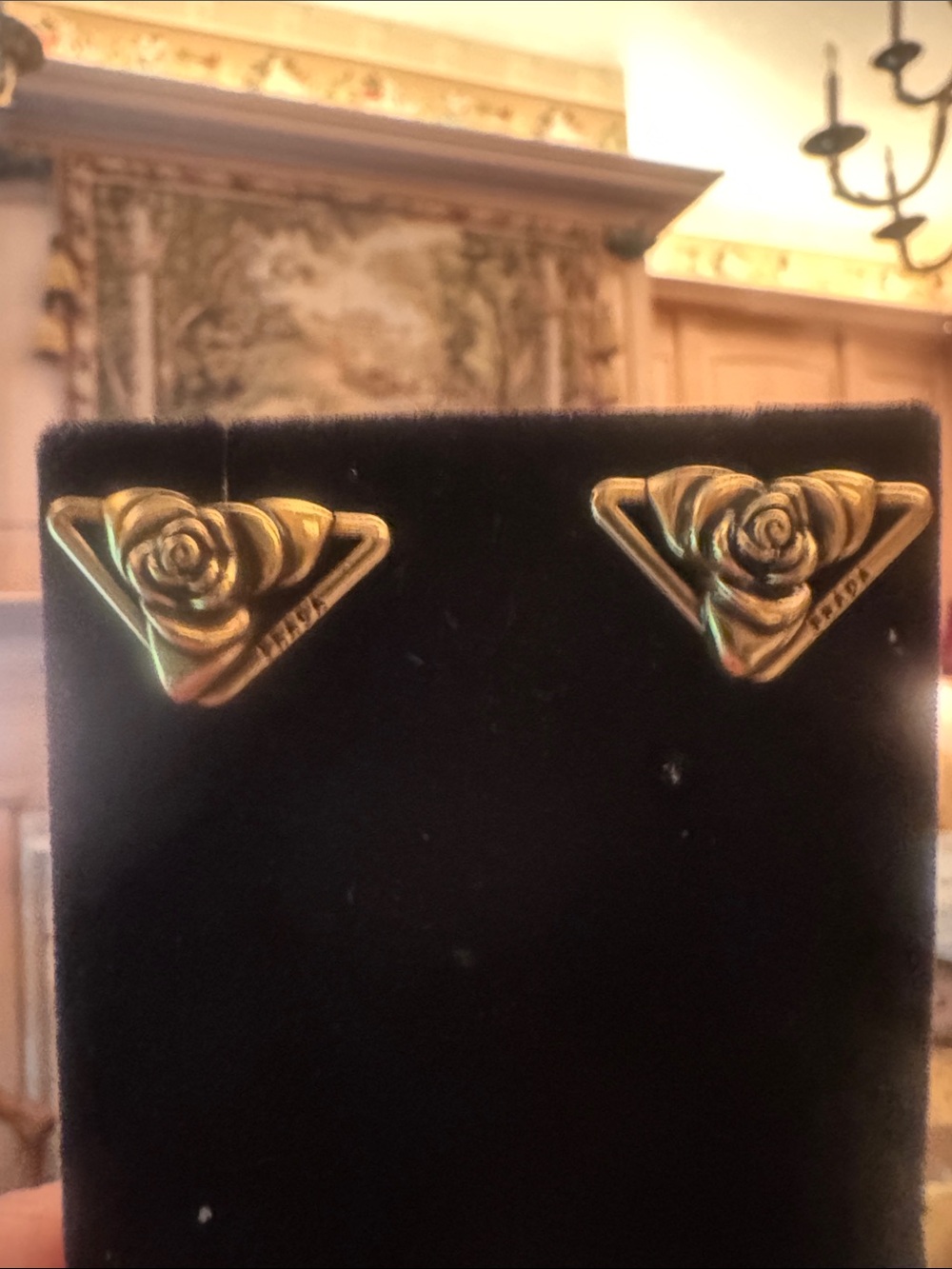 Earrings Rose Triangle Studs -